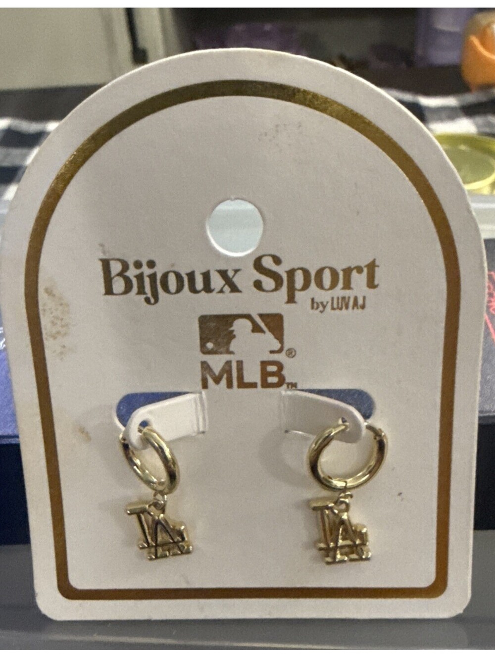 Bijoux Sport MLB Los Angeles Dodgers LA Dangle Earrings Gold Officially Licensed